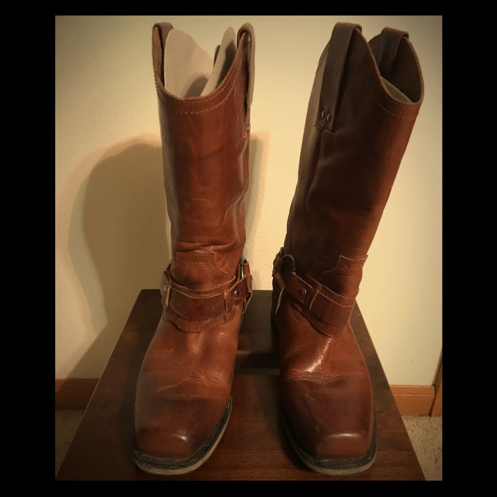 Brown biker boots