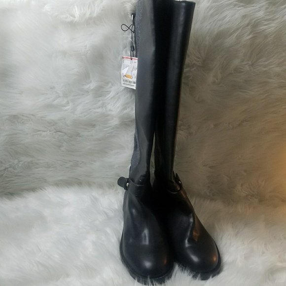 Zara Black Gray Tall Riding Boots - Picture 2 of 4