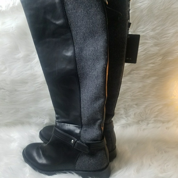 Zara Black Gray Tall Riding Boots - Picture 3 of 4