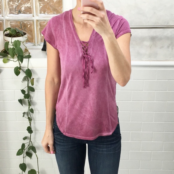 Lilka Pink Rayon Lace Up Casual Top - Picture 3 of 8