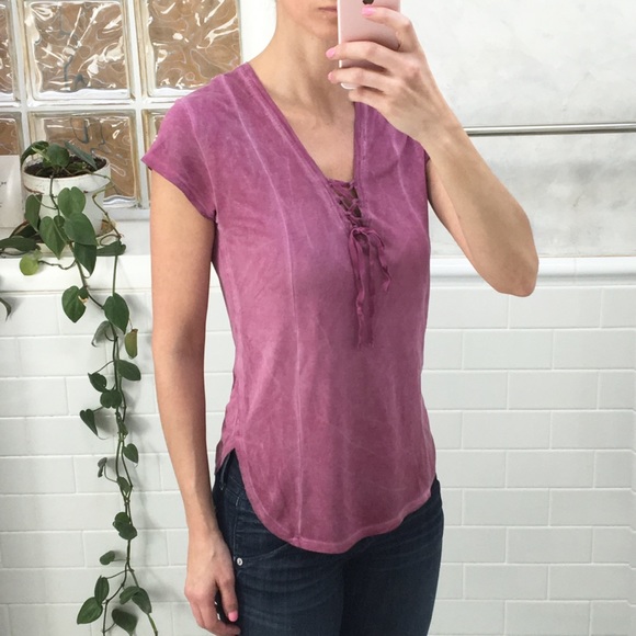 Lilka Pink Rayon Lace Up Casual Top - Picture 2 of 8