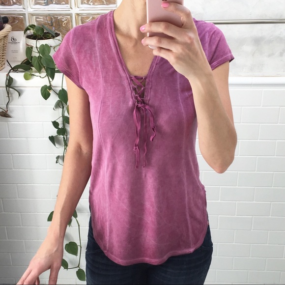 Lilka Pink Rayon Lace Up Casual Top - Picture 4 of 8