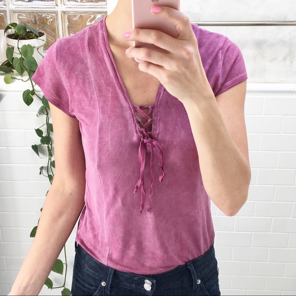 Lilka Pink Rayon Lace Up Casual Top - Picture 7 of 8