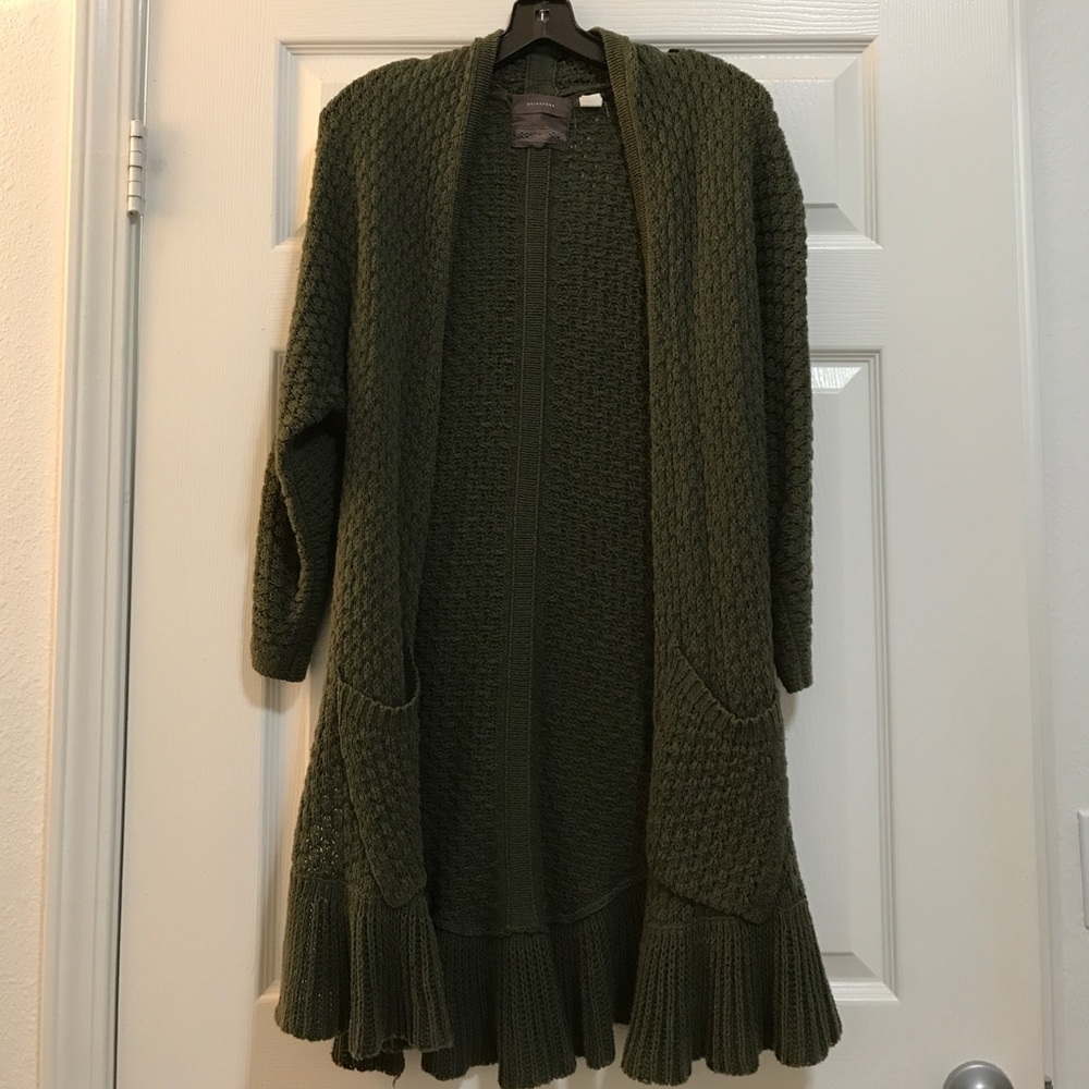 Anthropologie Guinevere Ruffle Hem Open Cardigan