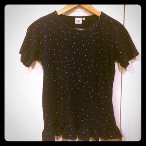 KW Navy Blue Alphabet Ruffle Tshirt