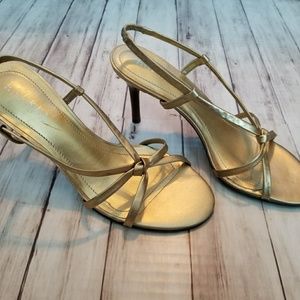 NWOT Gold Leather Heels