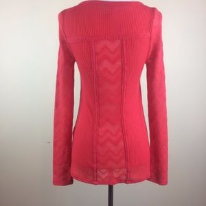 Lucky Brand Red Waffle Thermal Chevron Lace Detail