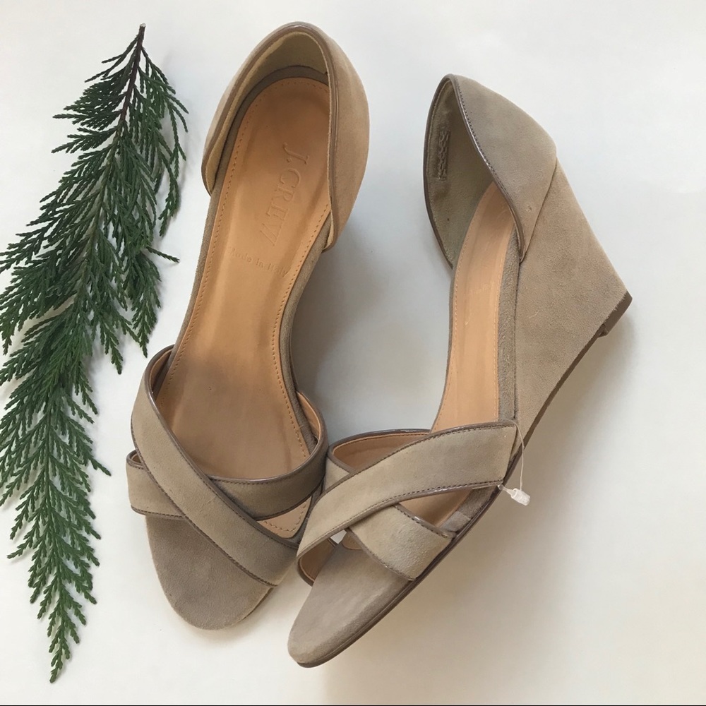 J.CREW new Greta suede sandal wedges sandstone - Picture 1 of 6