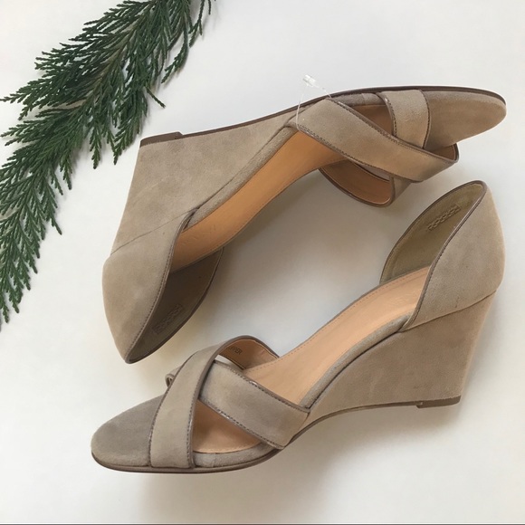 J.CREW new Greta suede sandal wedges sandstone - Picture 2 of 6