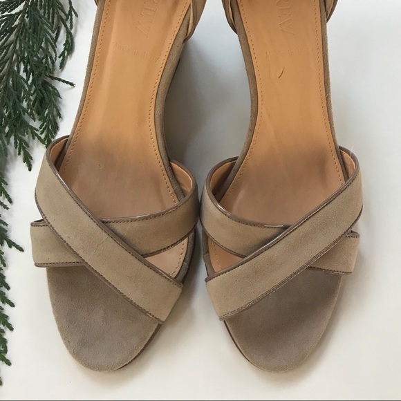 J.CREW new Greta suede sandal wedges sandstone - Picture 5 of 6