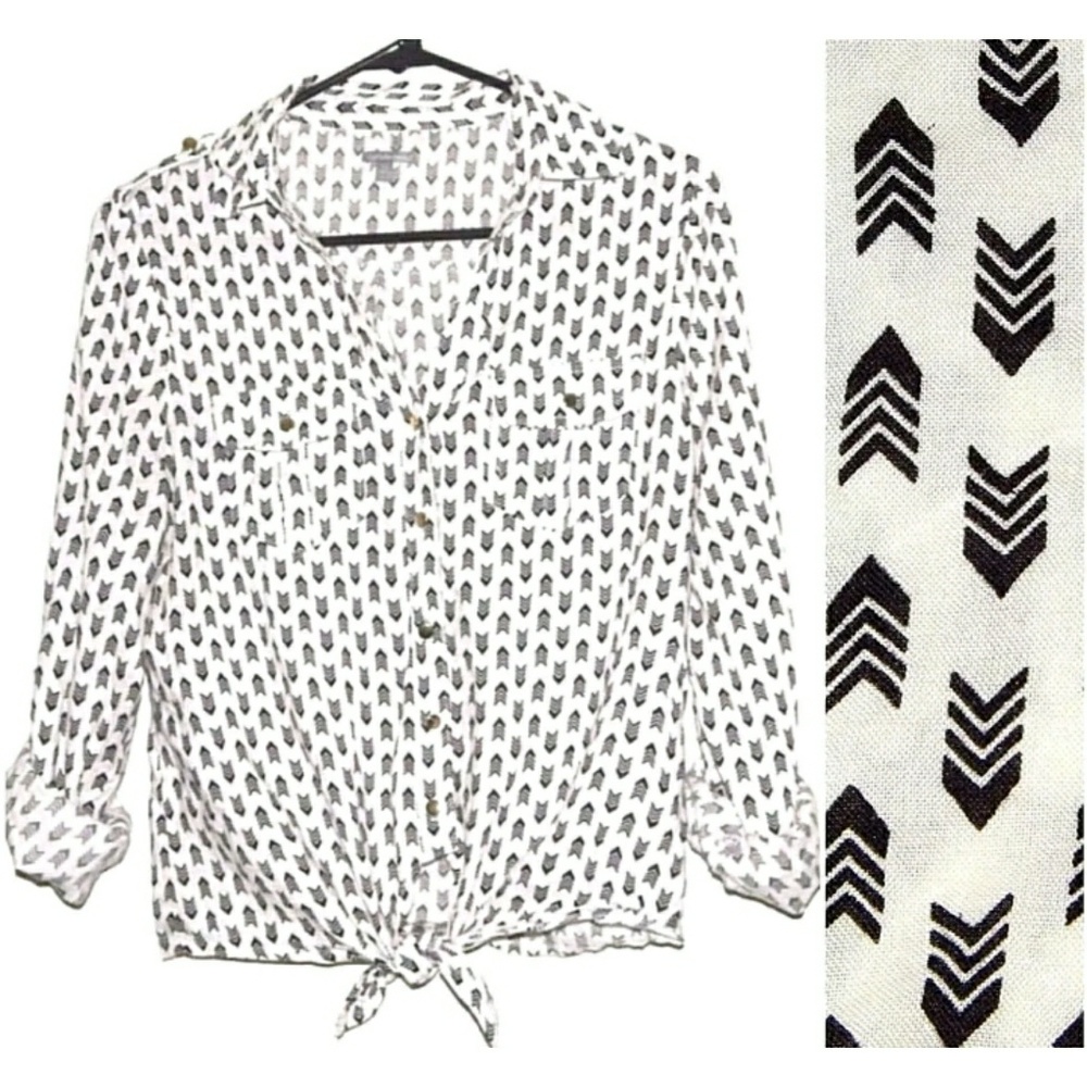 Charlotte Russe Womens Blouse Size M Black White