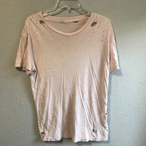 Brandy Melville light pink distressed shirt