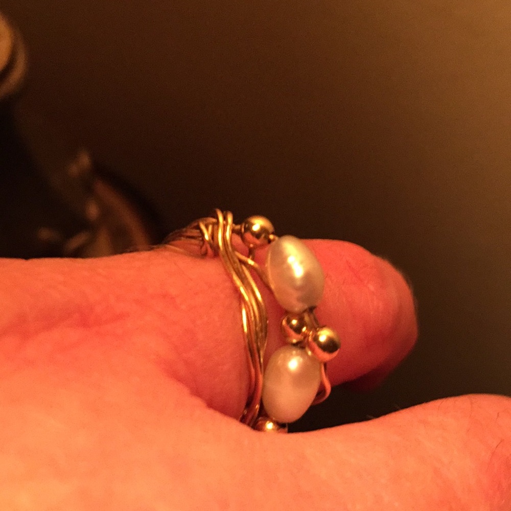$🔻EUC Delicate Circle Baroque 2-Pearl Ring