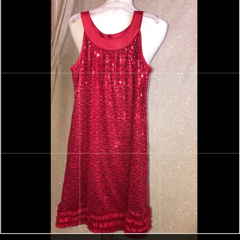 Red sequinned Emily West size 14 girls party dress