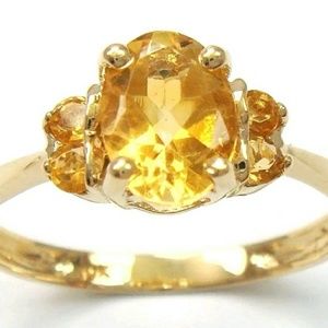 Citrine Yellow Gem 10k SOLID Gold Ring Size 7