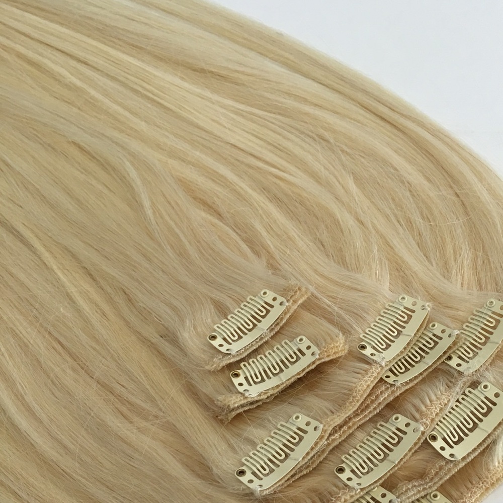 120g 20" clip-in hair #613 blonde straight hair