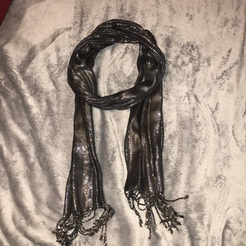 Ladies Black Metallic Scarf