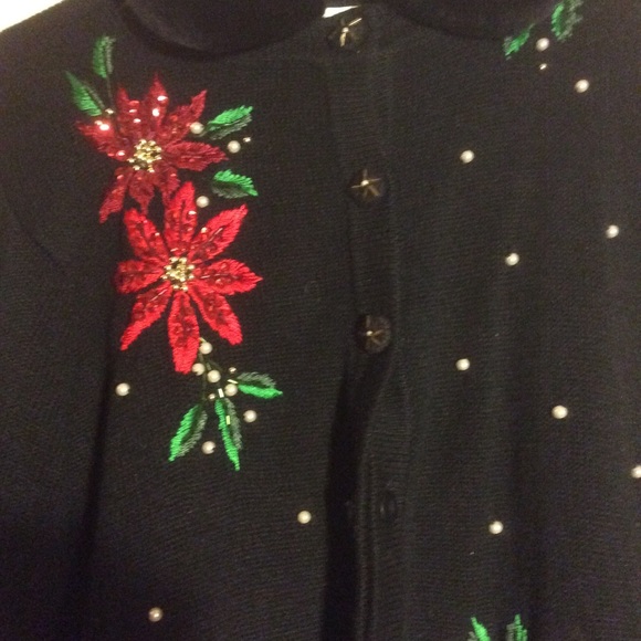 Victoria Jones PM Poinsetta Sequined Sweater - Picture 5 of 8