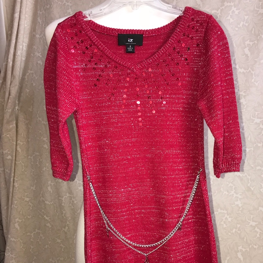 Amy Byer red knit girls size 8 dress.