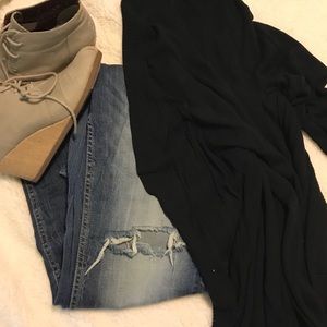 Long and flowy Black open front sweater