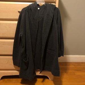 Hooded open front charcoal sweater from Loft