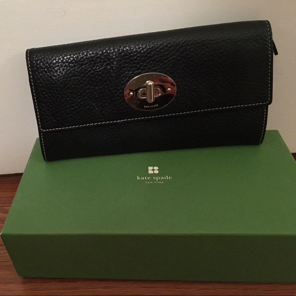 Kate Spade black continental turnlock wallet