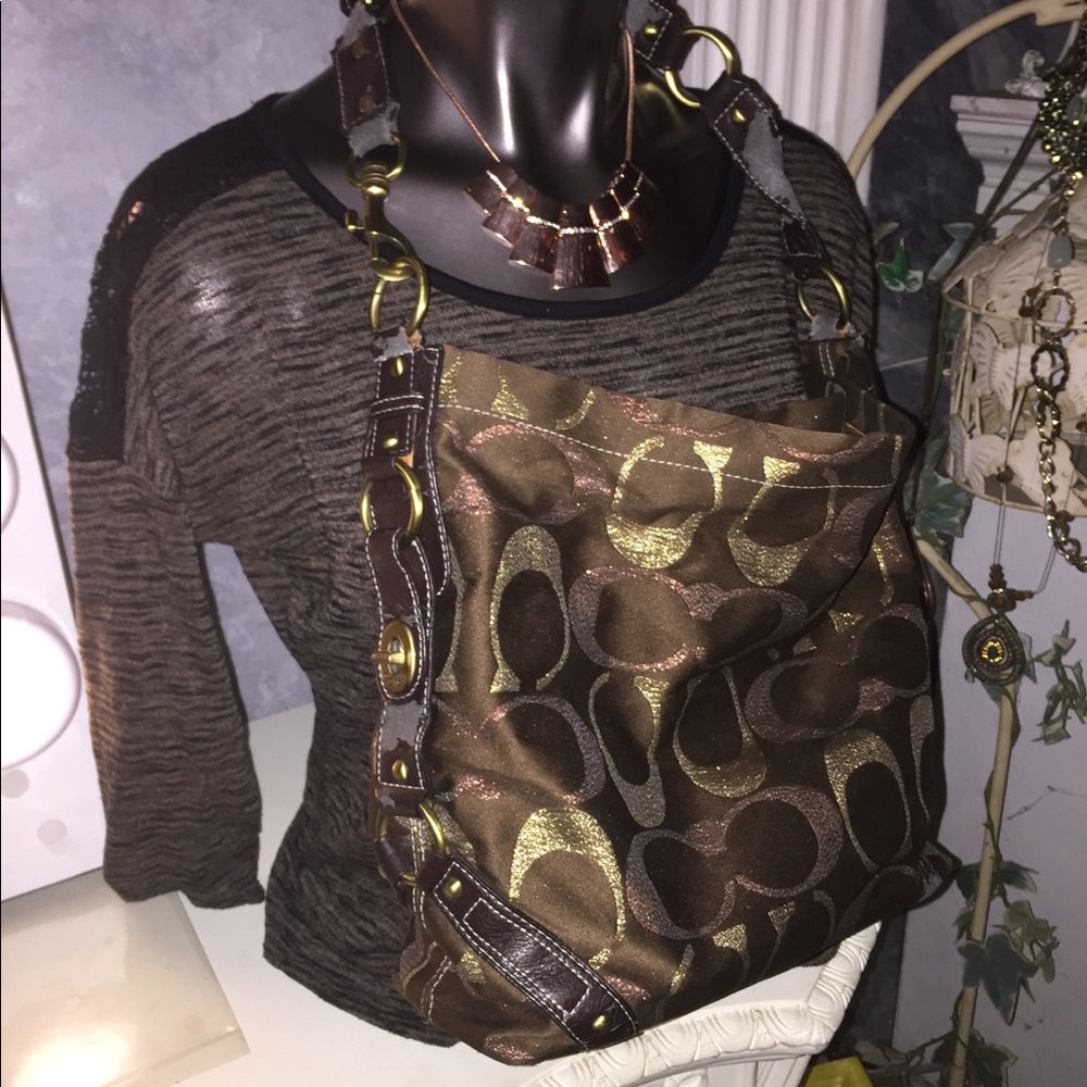 Coach brown and gold shoulder bag