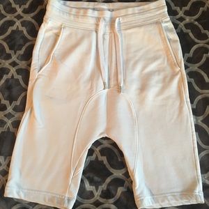 White drop crotch shorts