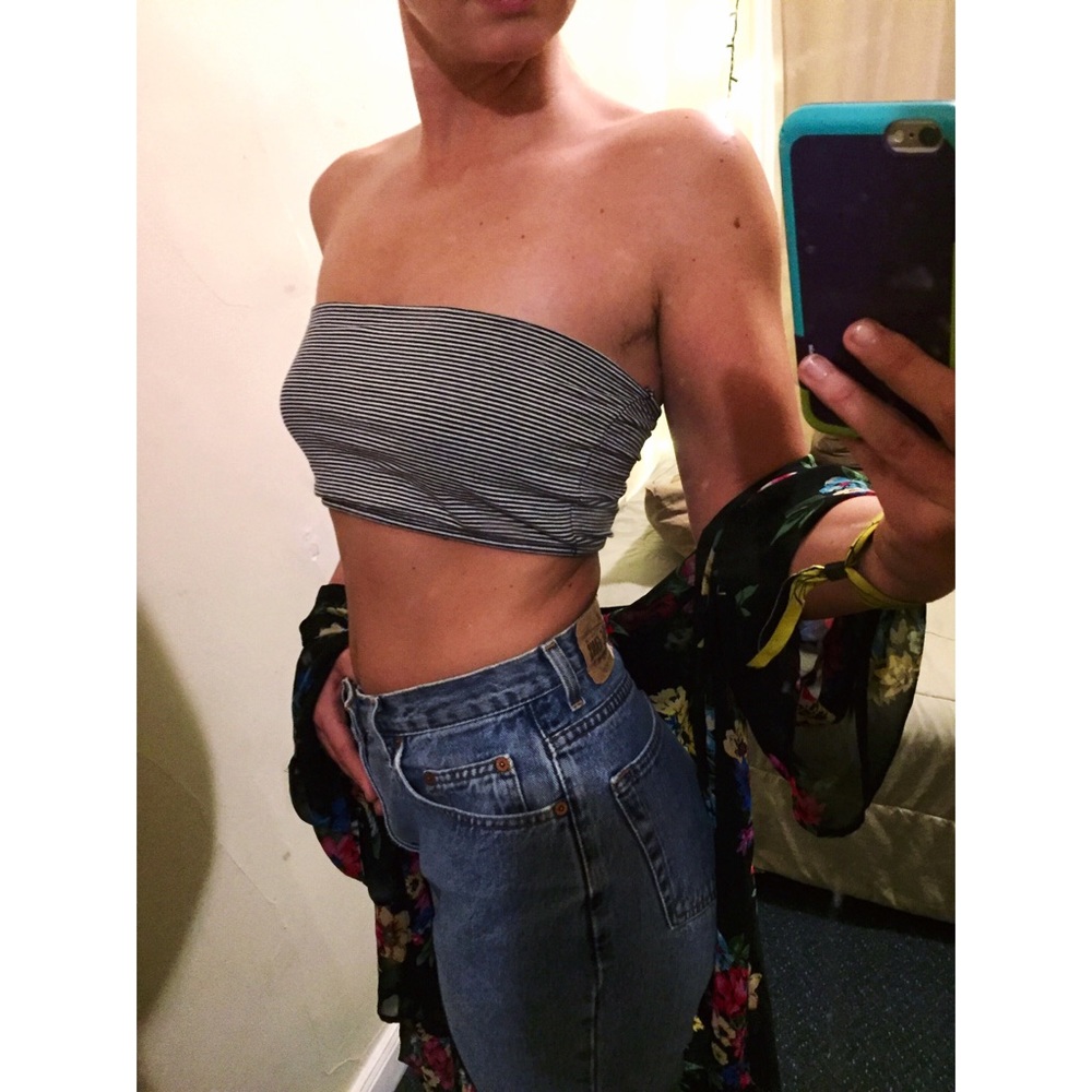 Brandy Melville Striped Crop Bandeau Tube Top