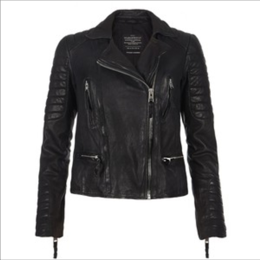 All Saints Pitch Black Leather Jacket