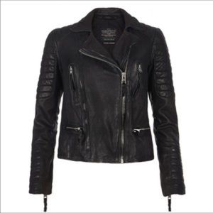 All Saints Pitch Black Leather Jacket