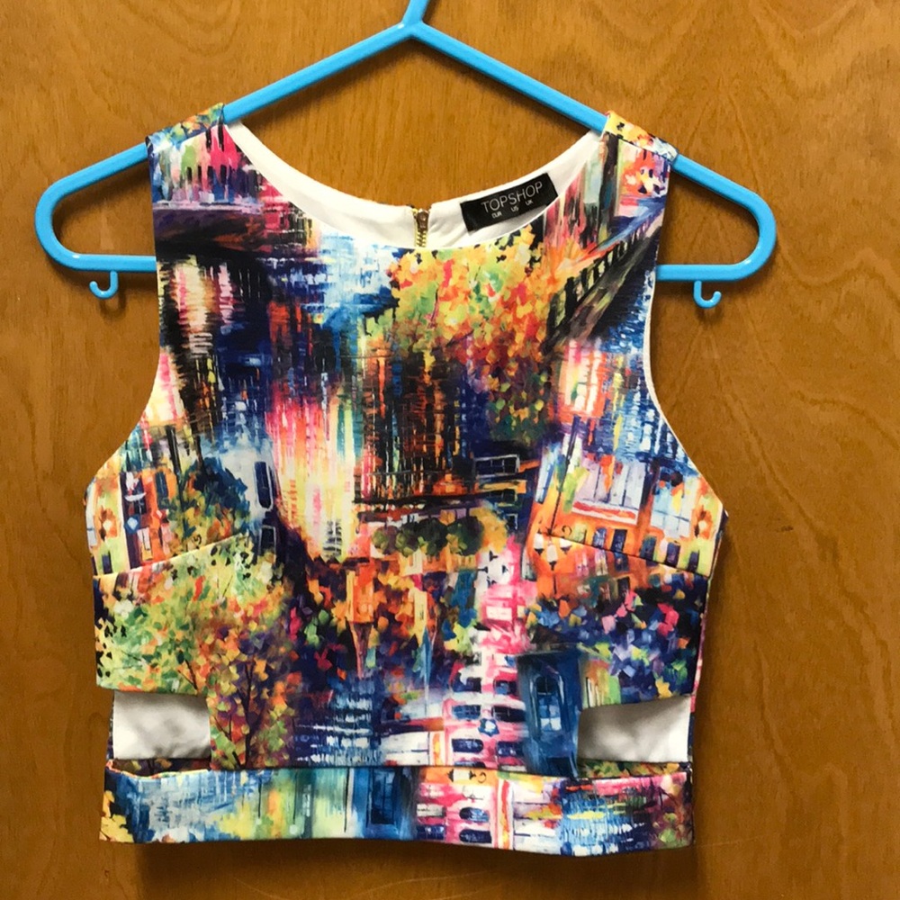 Vibrant crop top with side cut outs