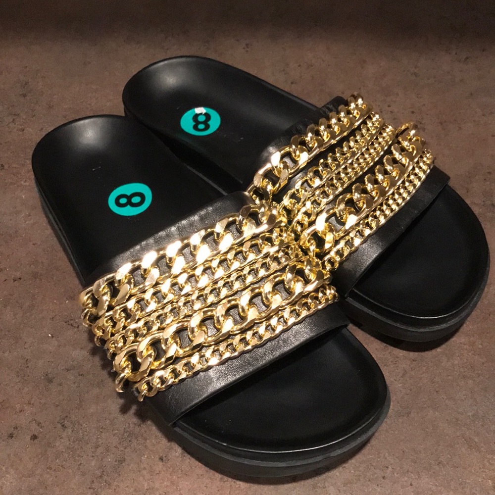 Kendall & Kylie Gold Chain Sliders