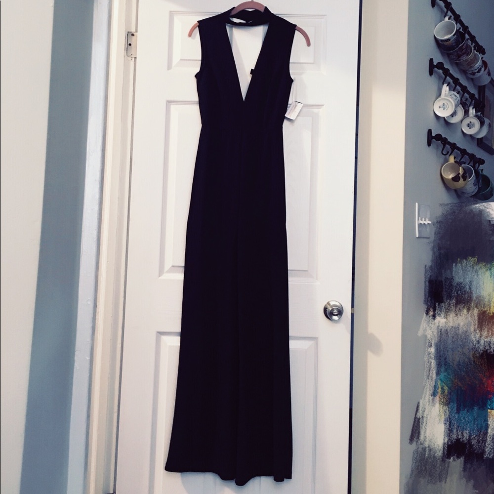 Windsor Black Deep-V Jumpsuits