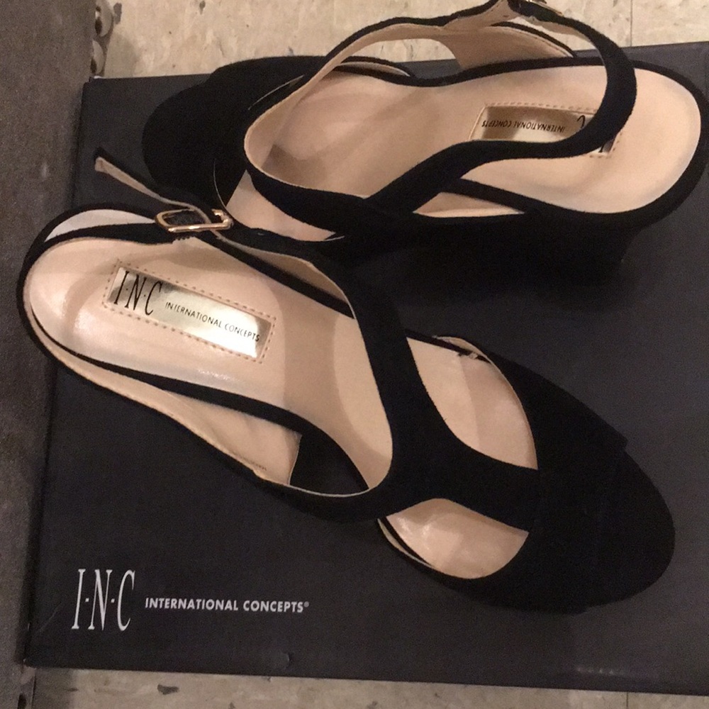 INC Wedge black sandals