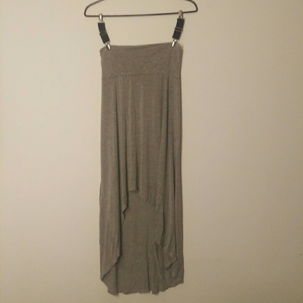 Heather gray knit high low skirt