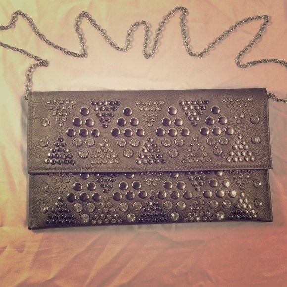 MMS Studded jeweled clutch with cross-body strap - Picture 1 of 3