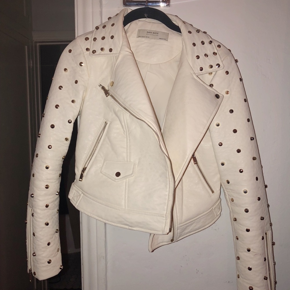 Faux Leather Gold Studded Jacket