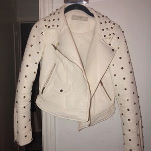 Faux Leather Gold Studded Jacket