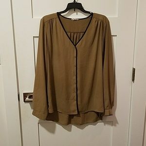 Taupe long sleeve button down shirt