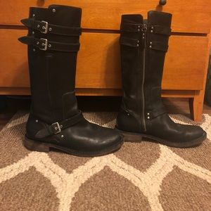 Ugg Black Leather Knee High Boots