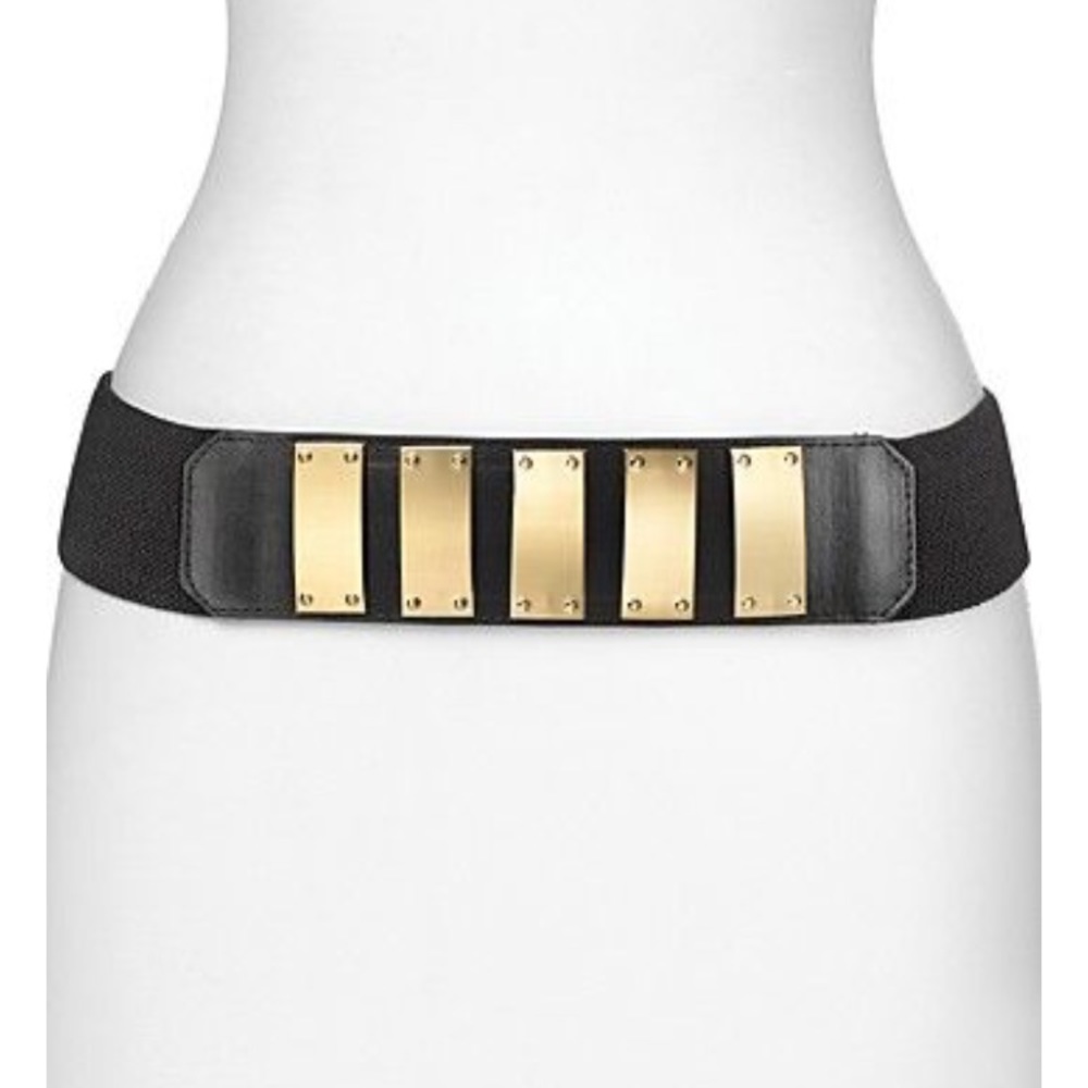 Vince Camuto black leather stretch belt. NWT!