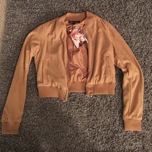 Naked wardrobe tan suede crop jacket