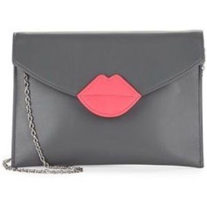 La Regale grey clutch with lips