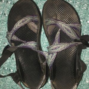 Blue and Purple Chacos