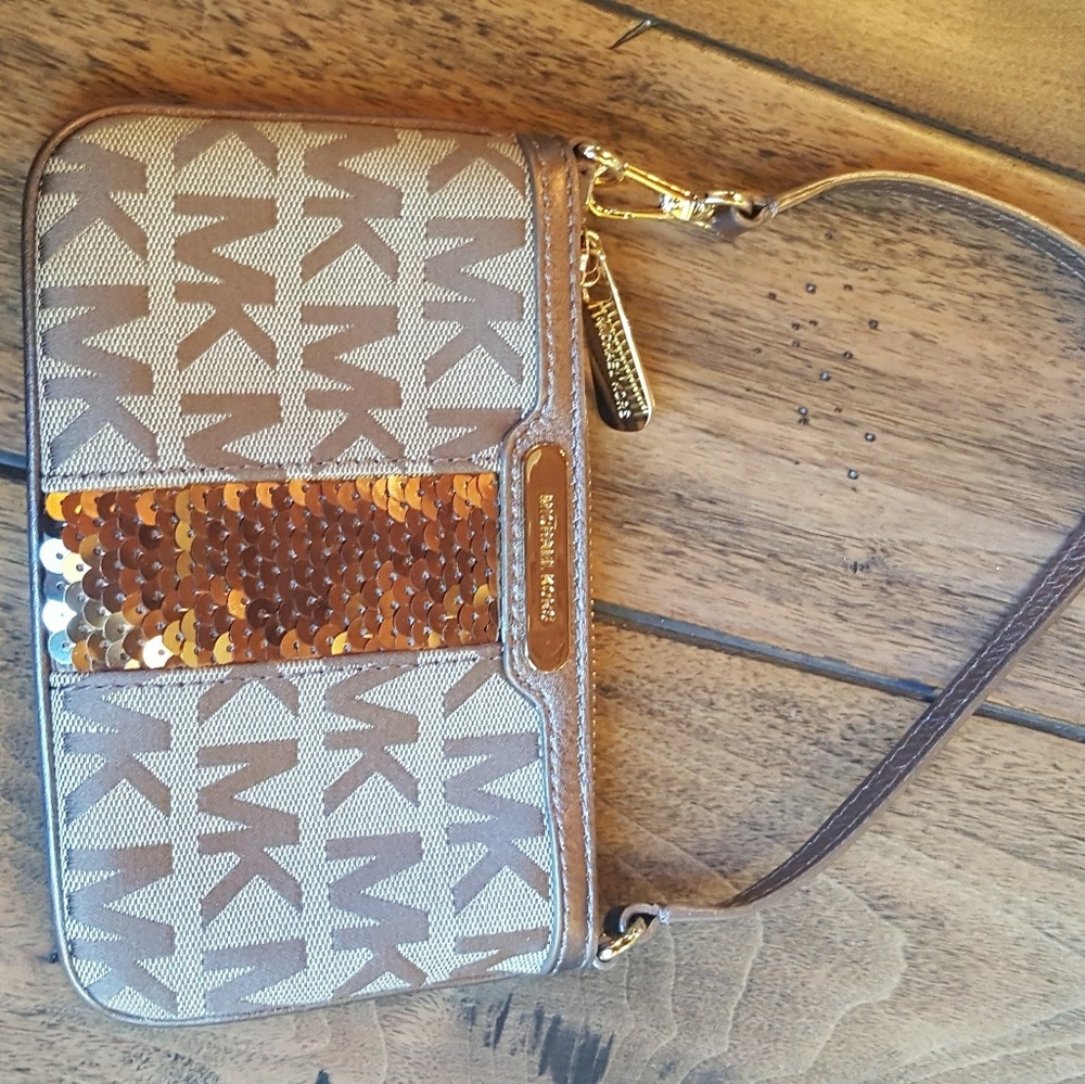 Clutch purse with gold sequin detail