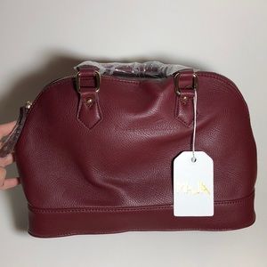 Burgundy leather hand/cross body bag