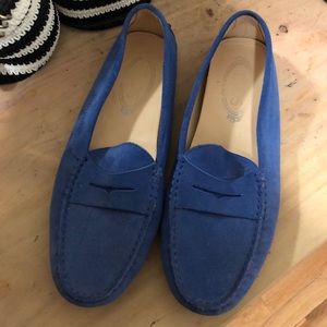 Tod’s blue suede shoes