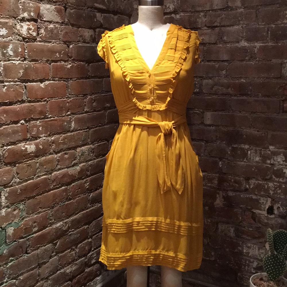 Anthropologie Mustard Yellow Dress