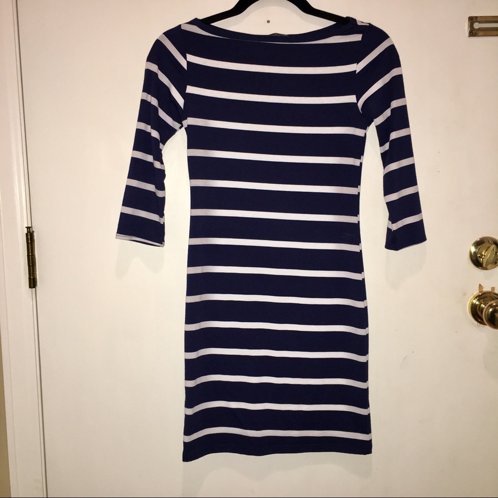 Soprano Navy & White Striped Bodycon Dress